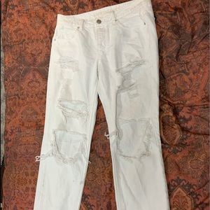 White ripped tom girl jeans